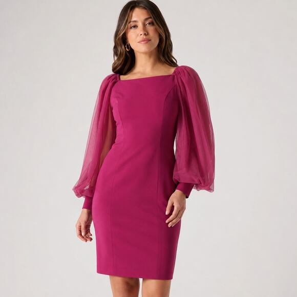 Trina Turk Dresses & Skirts - Trina Turk Tamadachi Tulle Sleeve Sheath Dress Pink Size 0 Cocktail